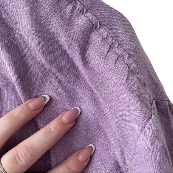 Anthropologie Maeve LILAC Linen Buttondown Ruched Sleeve Blouse I Size: XS - Picture 10 of 13